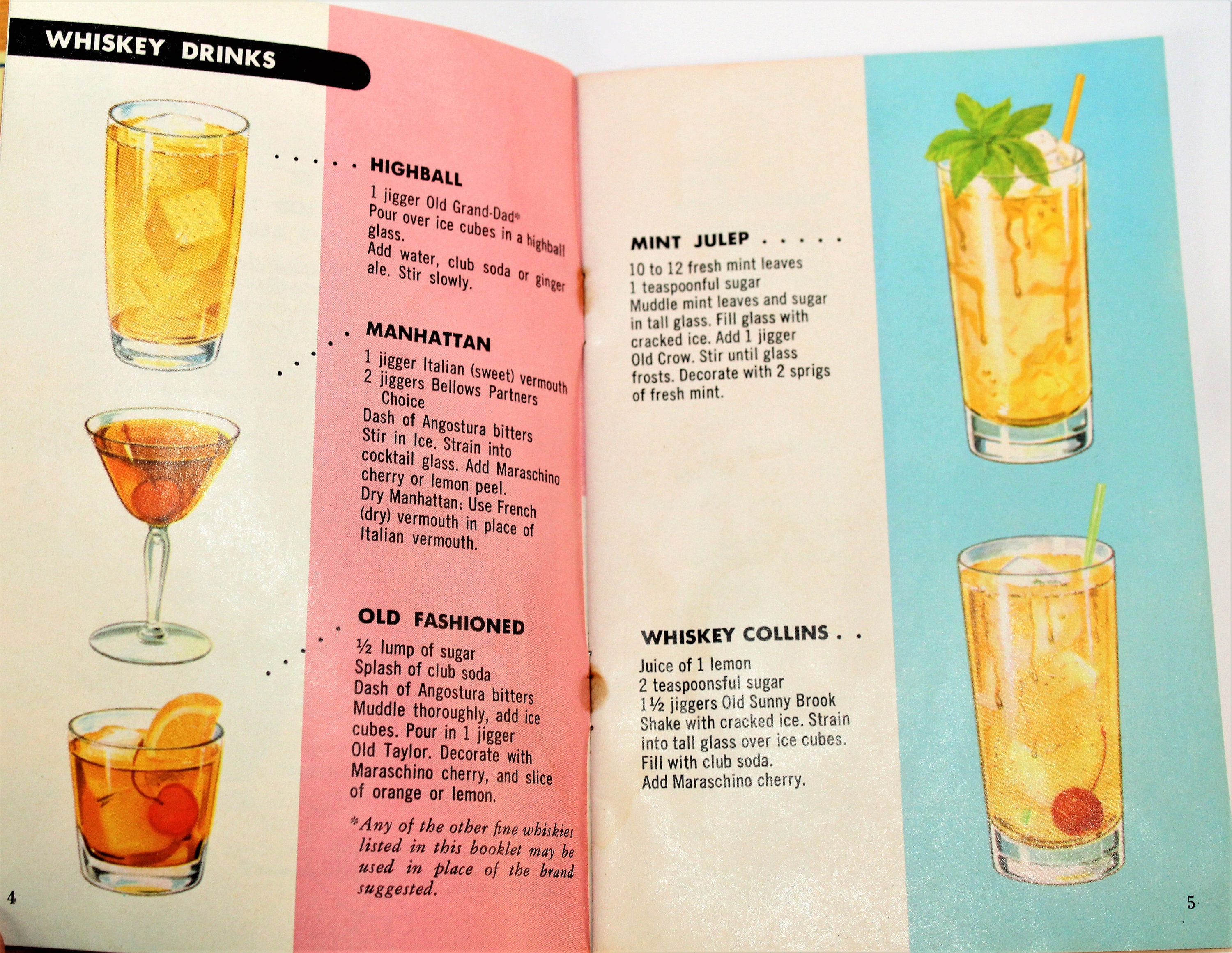 1960s Retro Bar Drink Recipe Books, Bartender Guide Books
