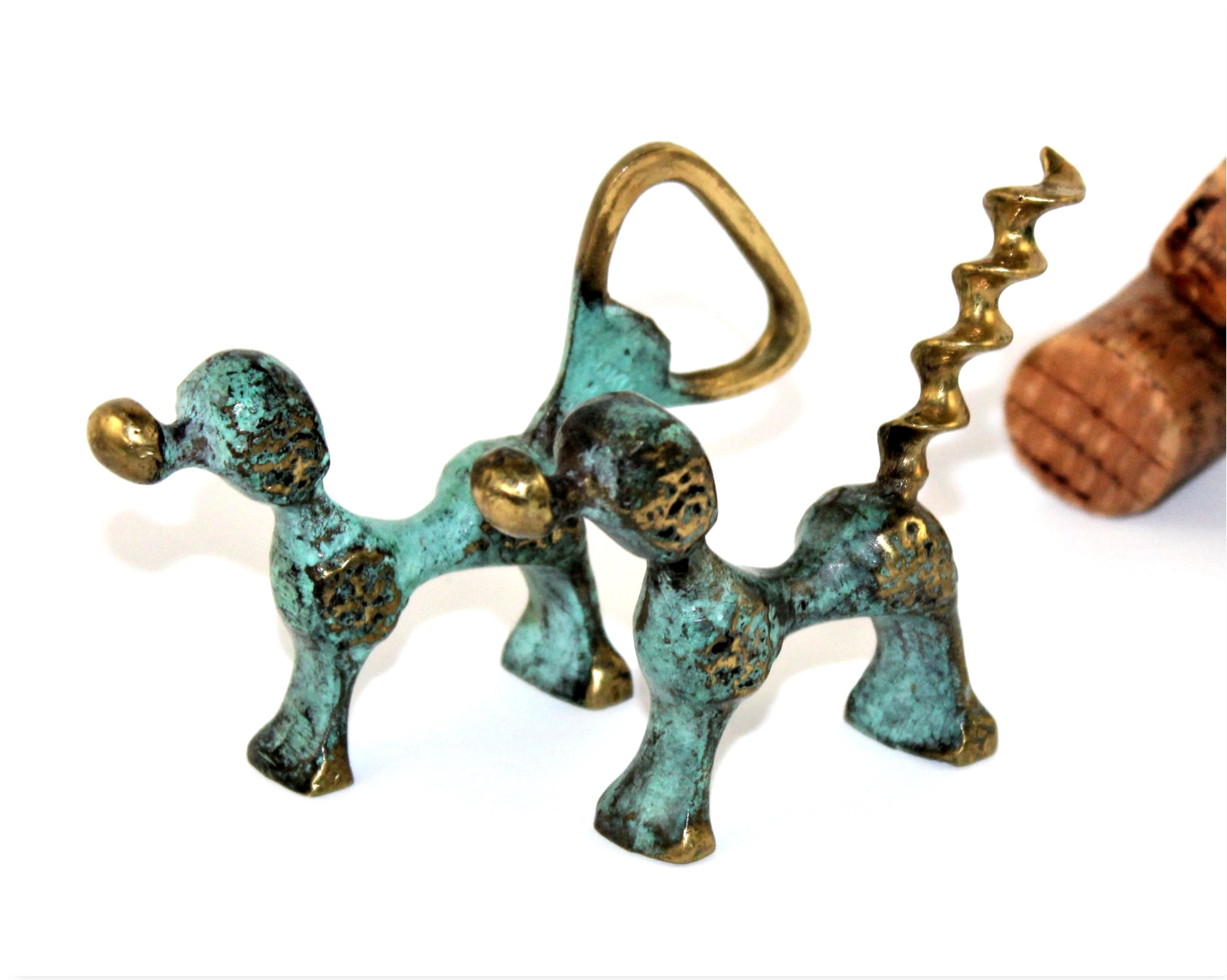 1950s Brass Barware, Hakuli Poodles Corkscrew and Bottle Opener