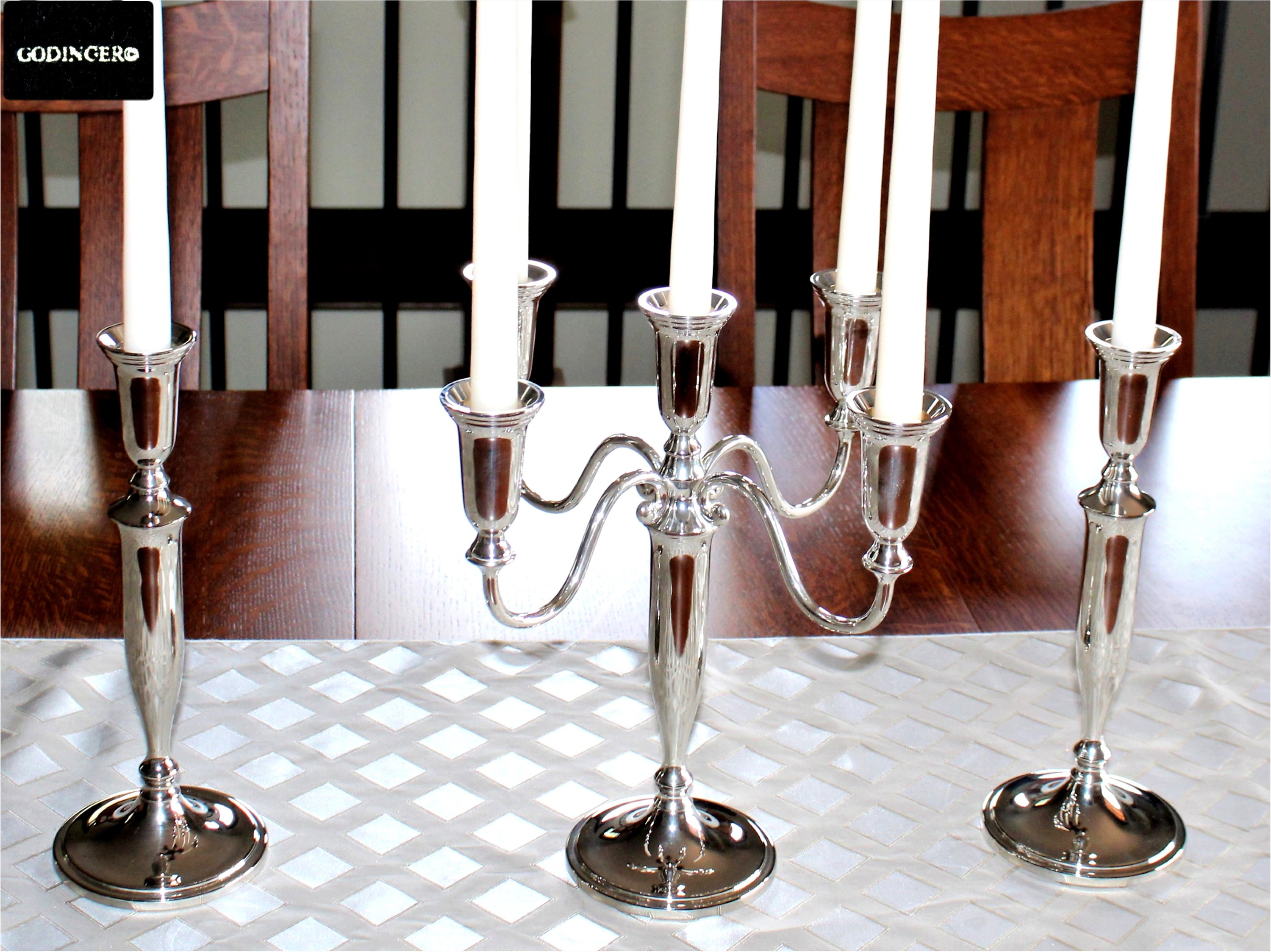 Silver Candelabra Trio Candlesticks, Godinger Silver, Elegant Candlesticks