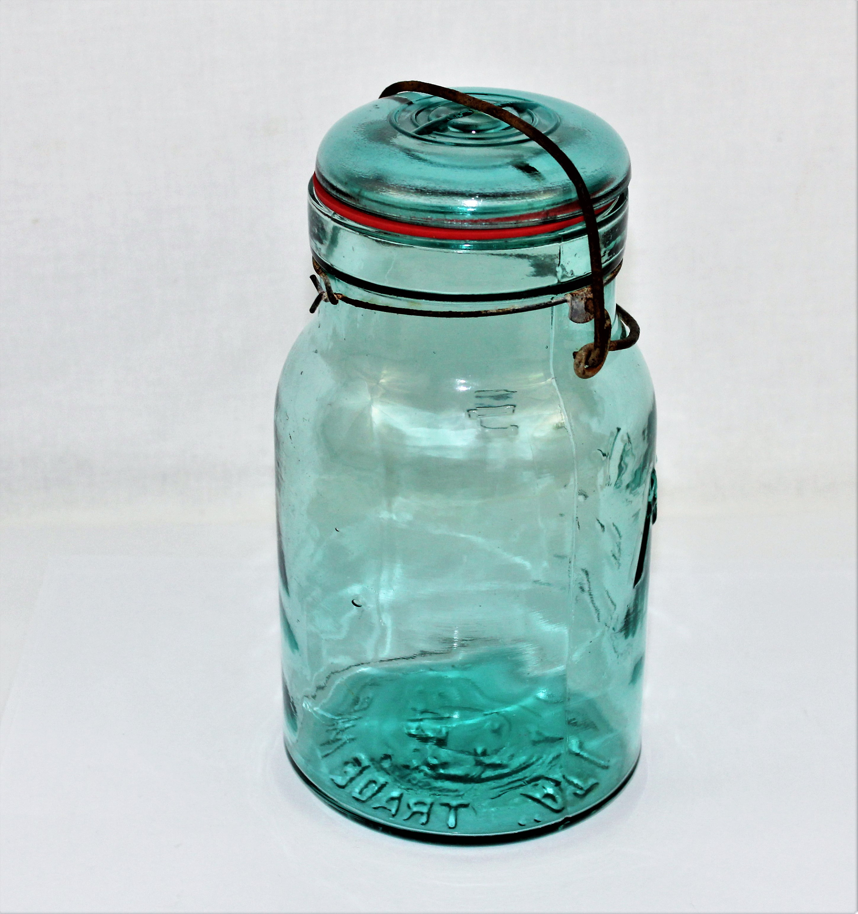 Antique Glass Jar Quart Size Jar Blue Canning Jar Antique Farm 72-oz-to-quarts