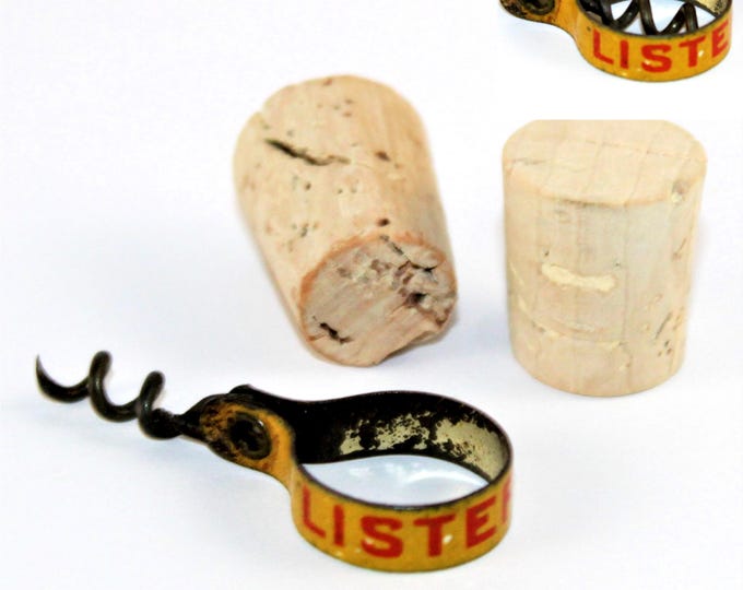 Rare 1890s Miniature Listerine Folding Corkscrew - Antique Victorian Apothecary Advertising Collectible