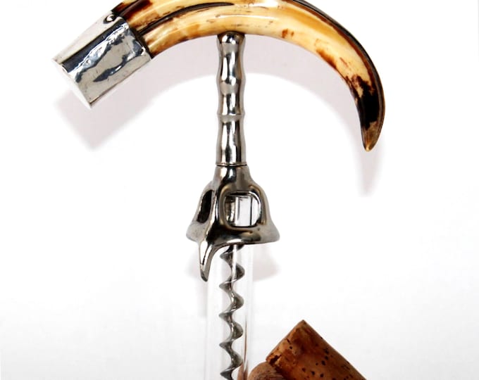 Antique Corkscrew Sterling Silver Cap, Wine Bottle Opener