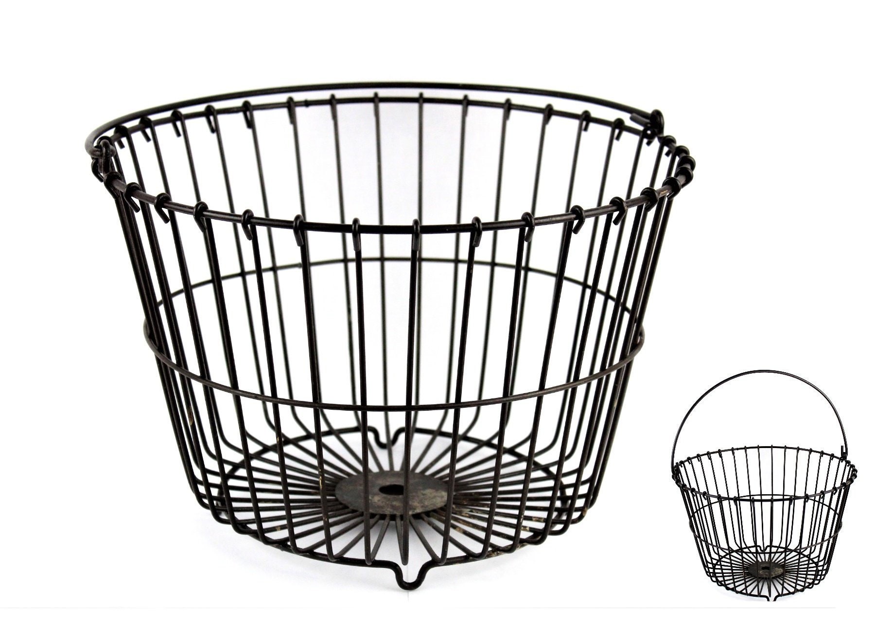 Vintage Farm Basket, Wire Basket, Egg Gathering Basket, Rustic Wire Basket