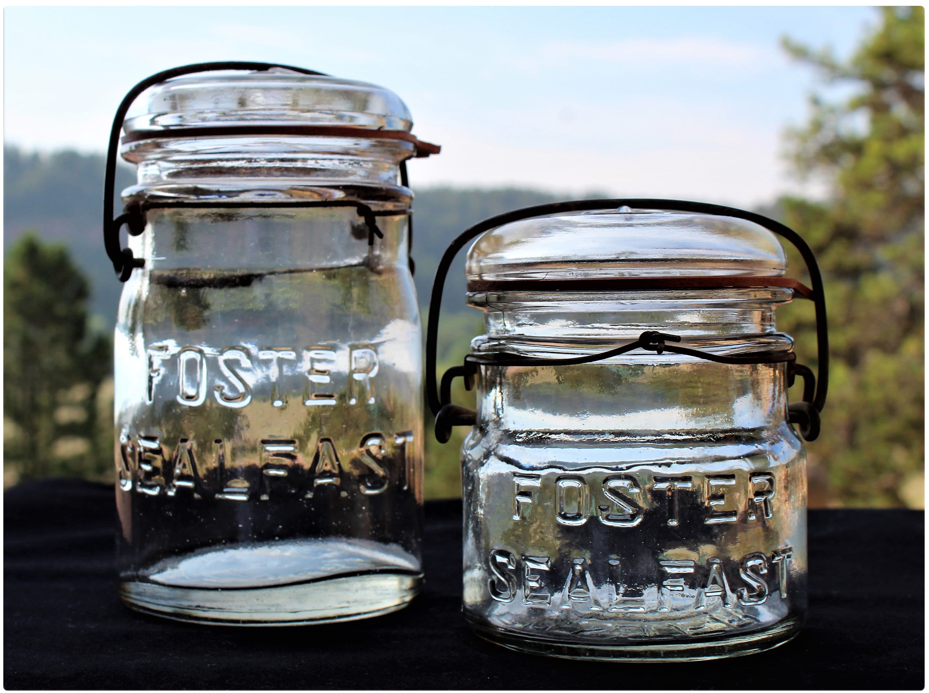 Vintage Glass Storage Jars 5” Tall Each With Lids & Plastic Seal