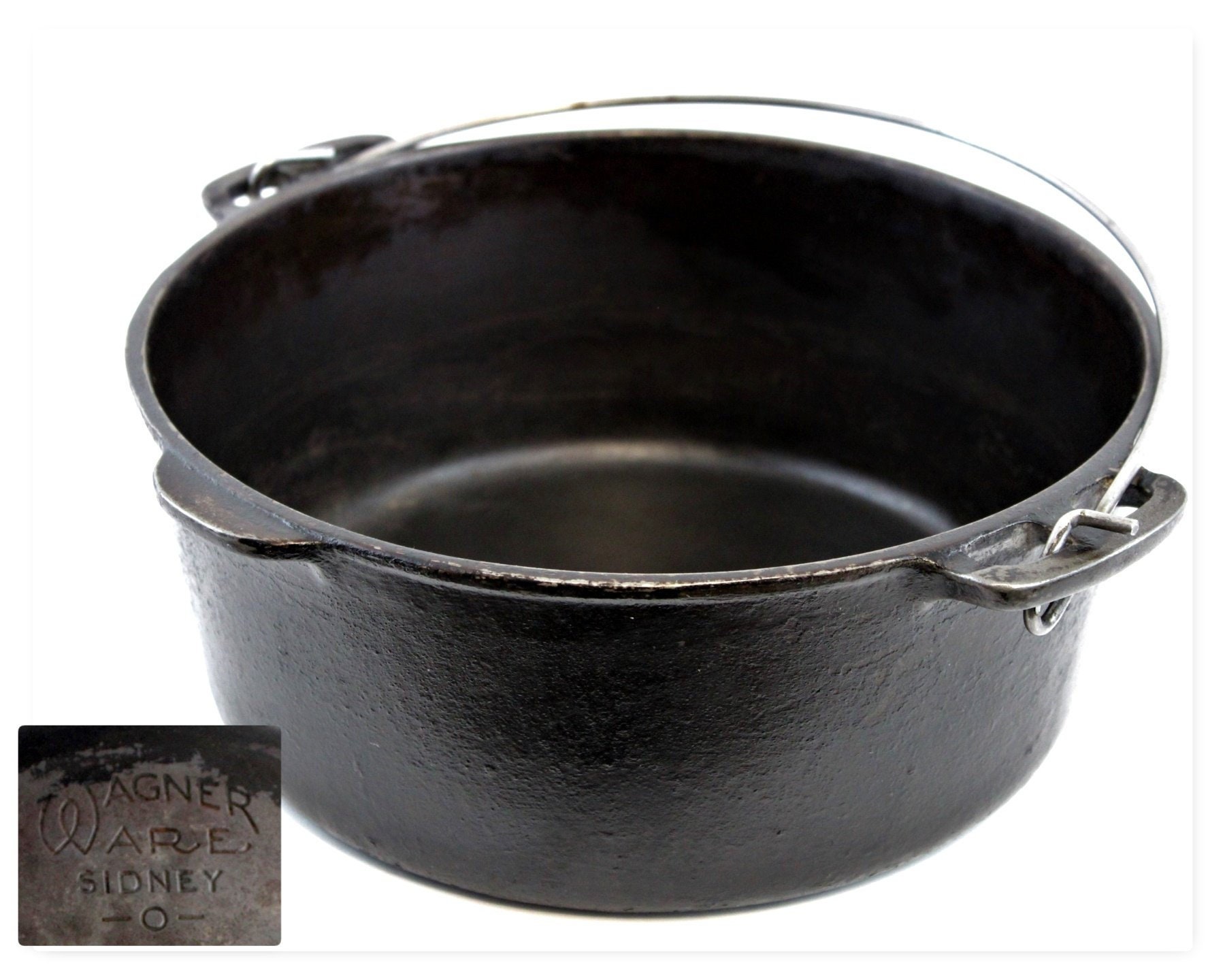 Vintage Wagner Ware Cast Iron 5 quart Boiling Pot / Soup Kettle 1268C