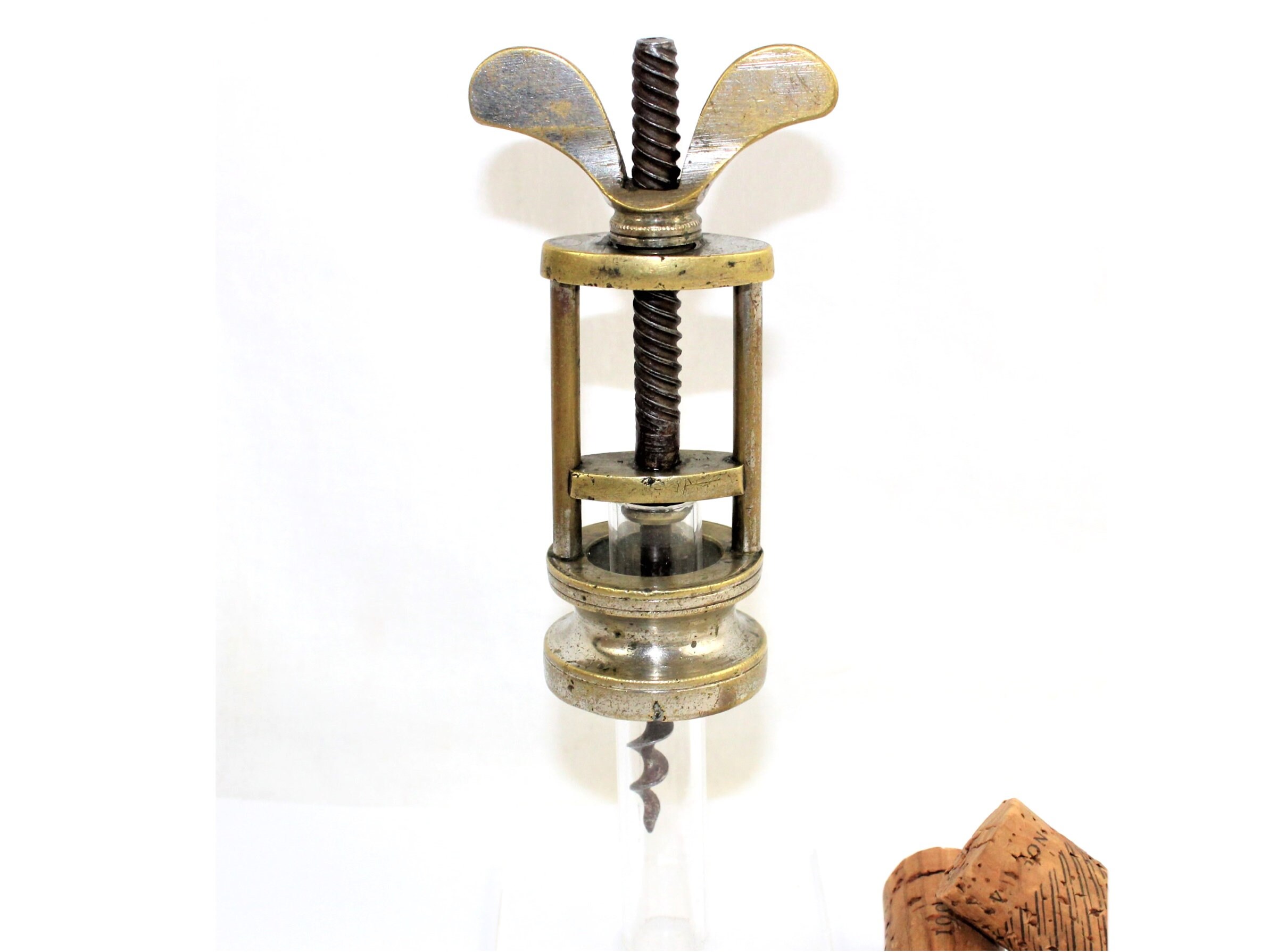 Antique Corkscrew, Farrow Jackson Style Brass Corkscrew, Wine Bottle Opener