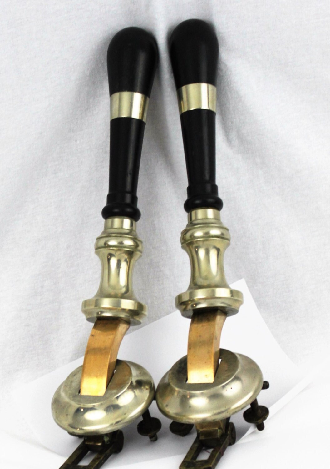 Antique Pair of Wood Nickel Platted Brass Bar Handles, Pub Beer Tap