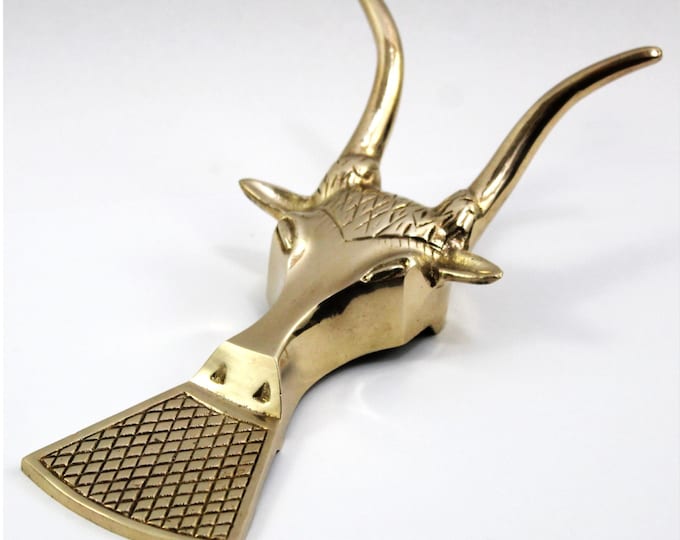 Vintage Longhorn Steer Bootjack, Brass Boot Pull
