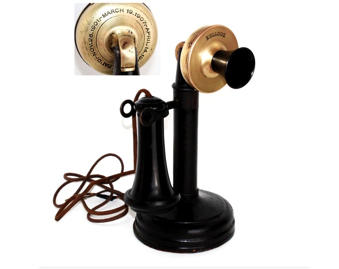 Antique 1908 Kellogg Candlestick Telephone