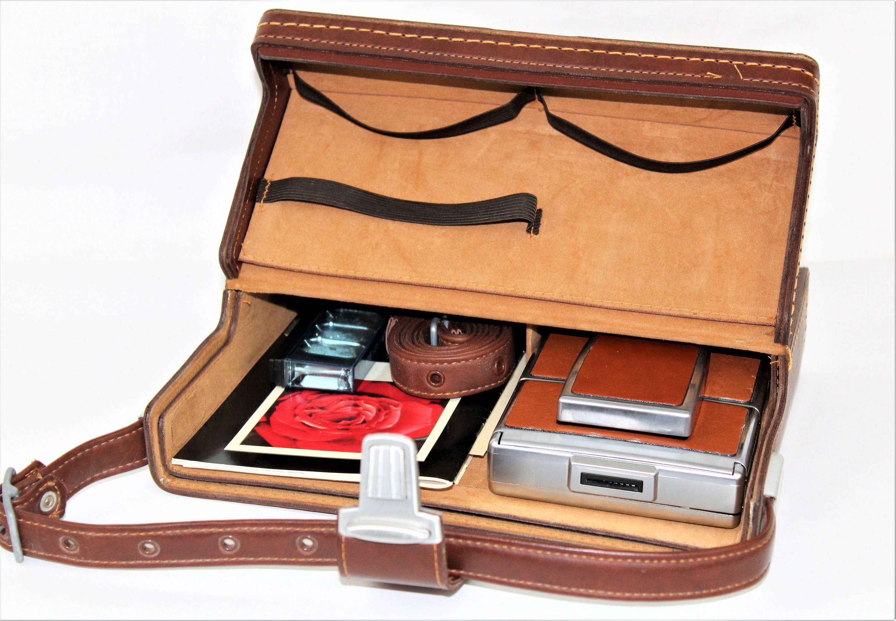 Vintage Camera, Polaroid SX70, Land Camera and Leather Carry Case, 1974