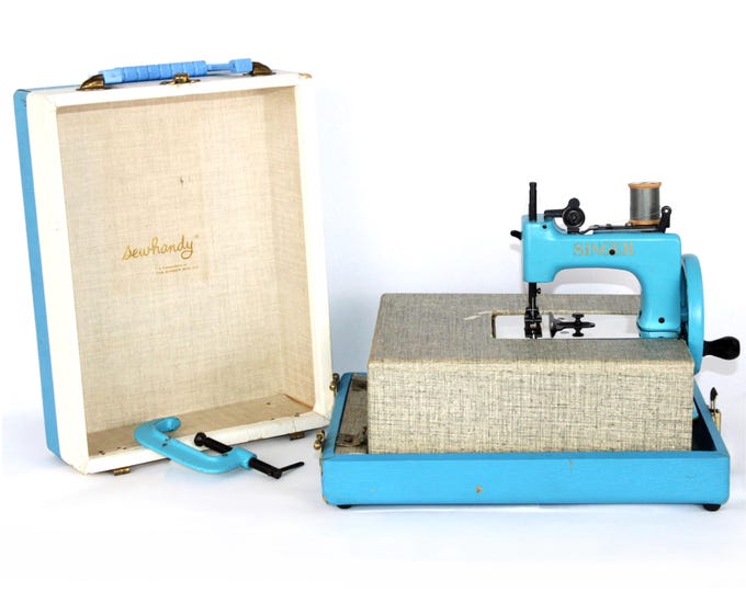 Blue Singer Sewhandy Model 20 Sewing Machine, Rare Original