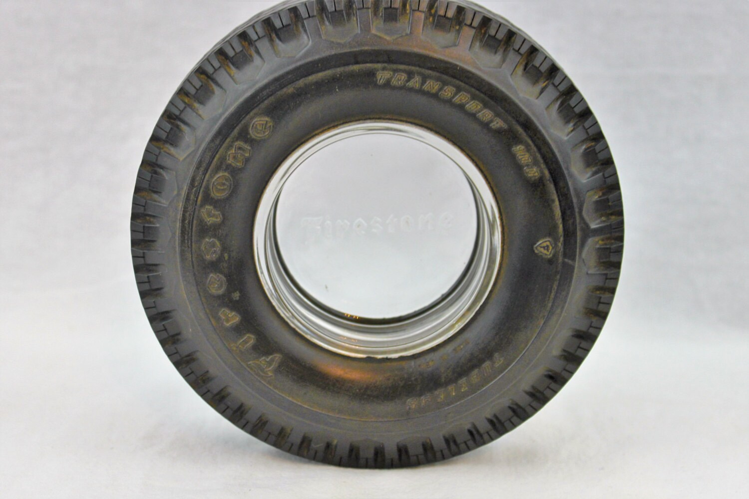 Vintage Firestone Tire Glass & Rubber Ashtray