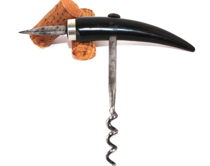Antique Adelaide Corkscrew, Goat Horn Handle with Spike Corkscrew