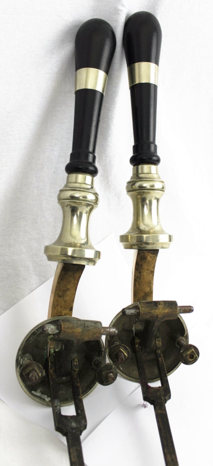 Antique Pair of Wood Nickel Platted Brass Bar Handles, Pub Beer Tap