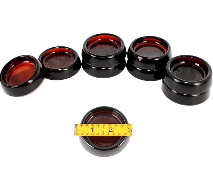 1930s Hazel Atlas Glass Furniture Coasters, Amber Brown