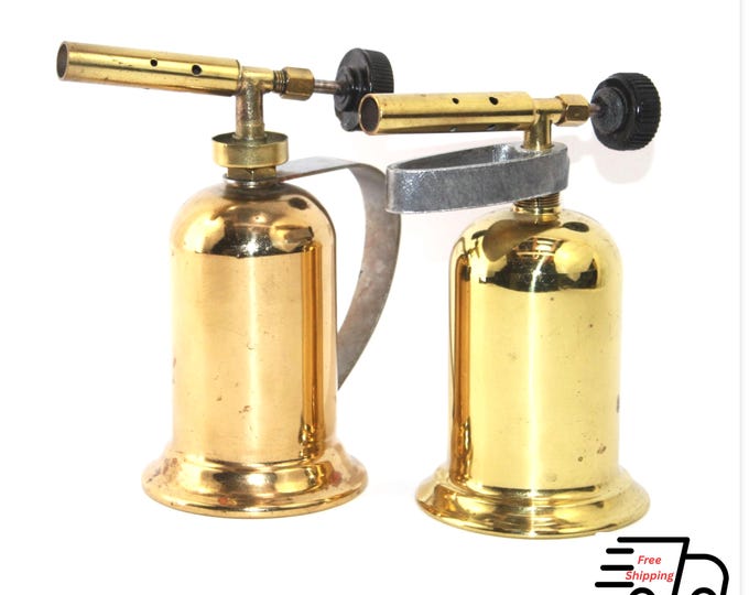 Vintage Brass Torch Soldering Iron: Antique Welding Tool for Collectors & Craftsmen