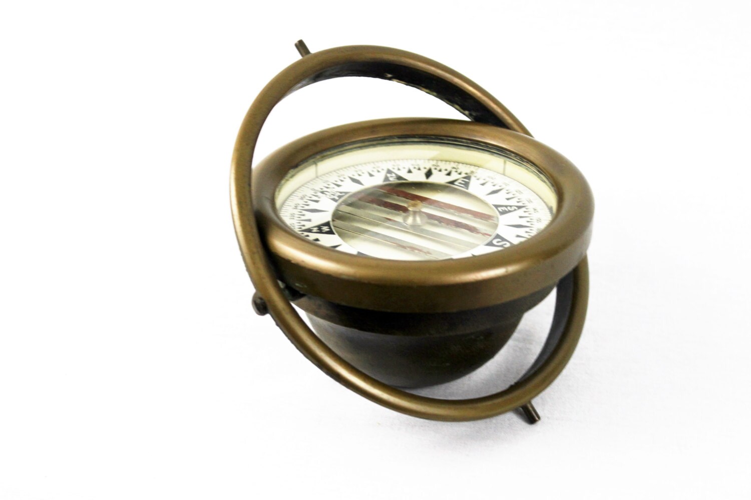 Vintage 1940 Wilcox & Crittenden Ships Compass, WWII Brass Compass