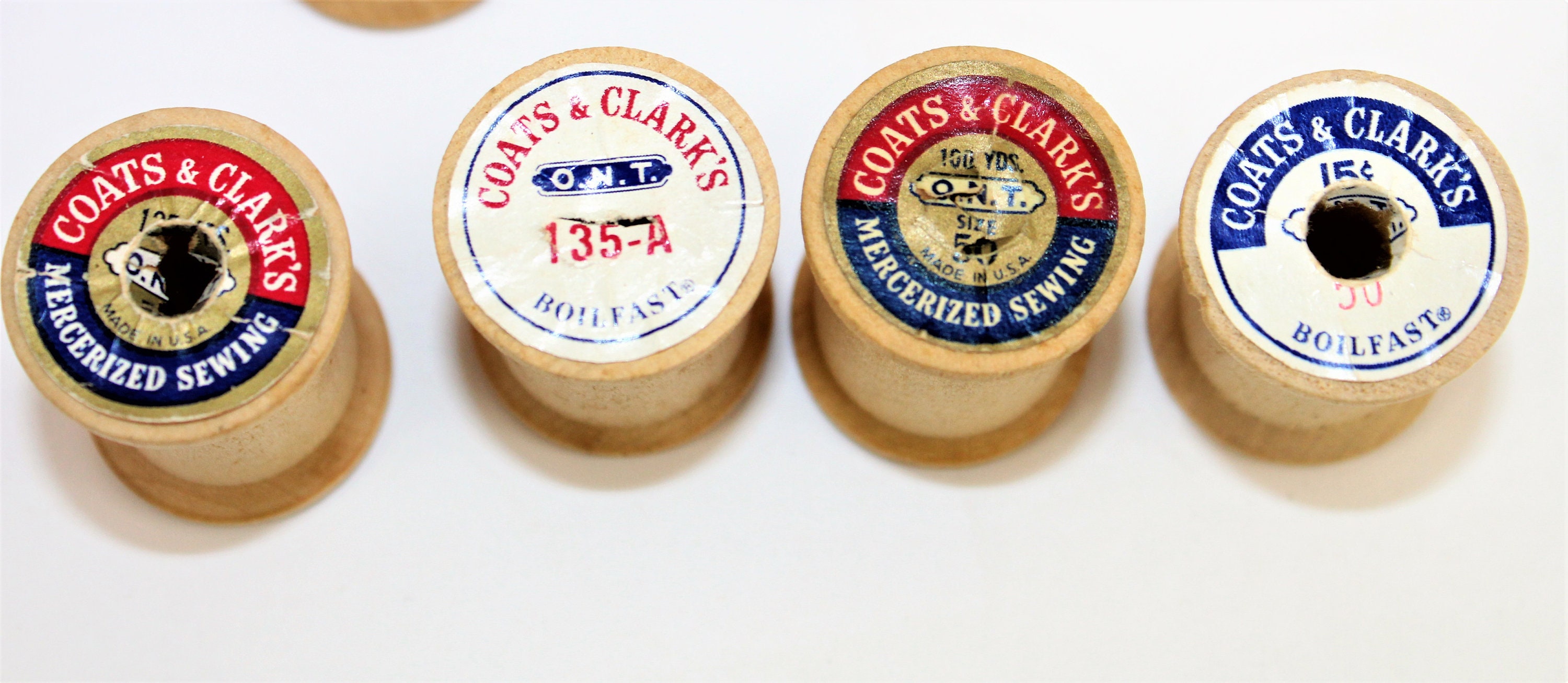 48 Vintage Wooden Coats and Clark Thread Spools, Wooden Spools