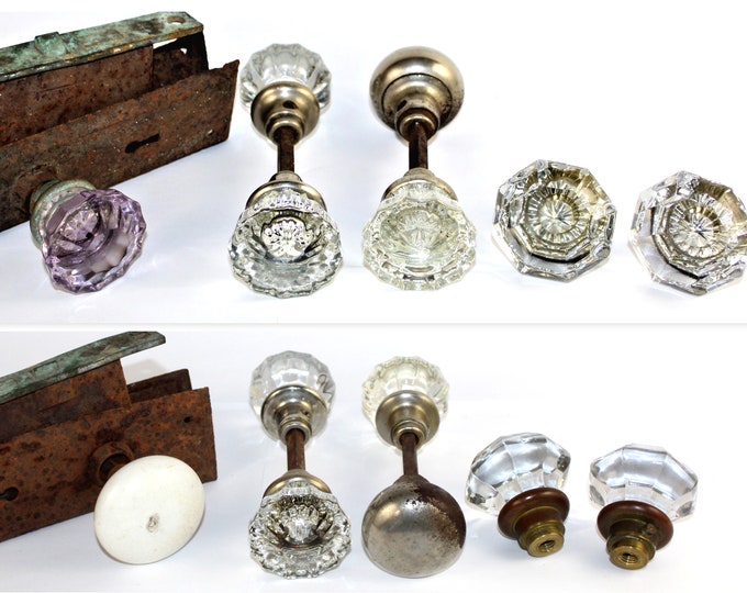 Collection of Antique Crystal Glass Doorknobs