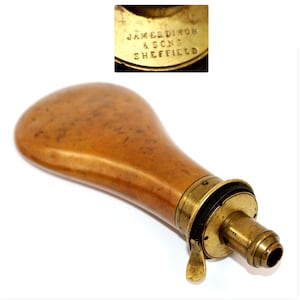Antique 19th Century Civil War Powder Flask by James Dixon & Sons - Collectible Military Musket Accessory