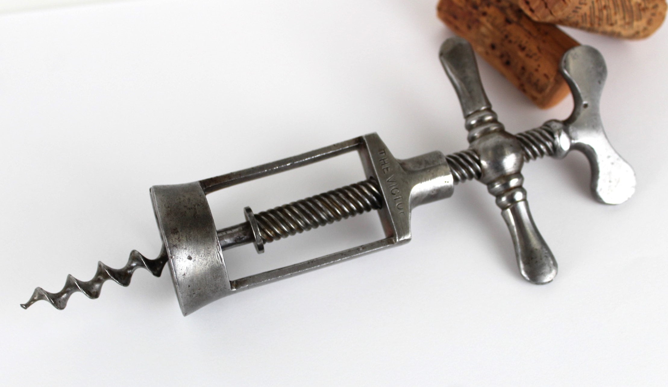 Antique 1880s English Corkscrew, The Victor, Wine Bottle Opener
