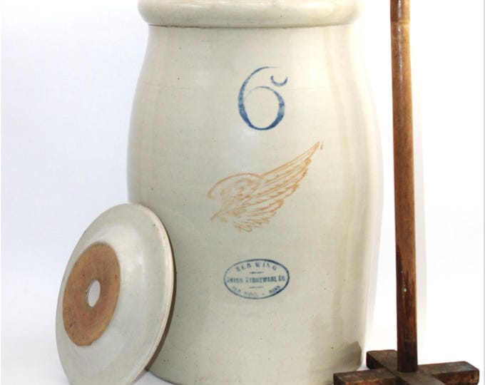 Antique RARE 1909 Red Wing Six Gallon Butter Churn, 6-inch Wing