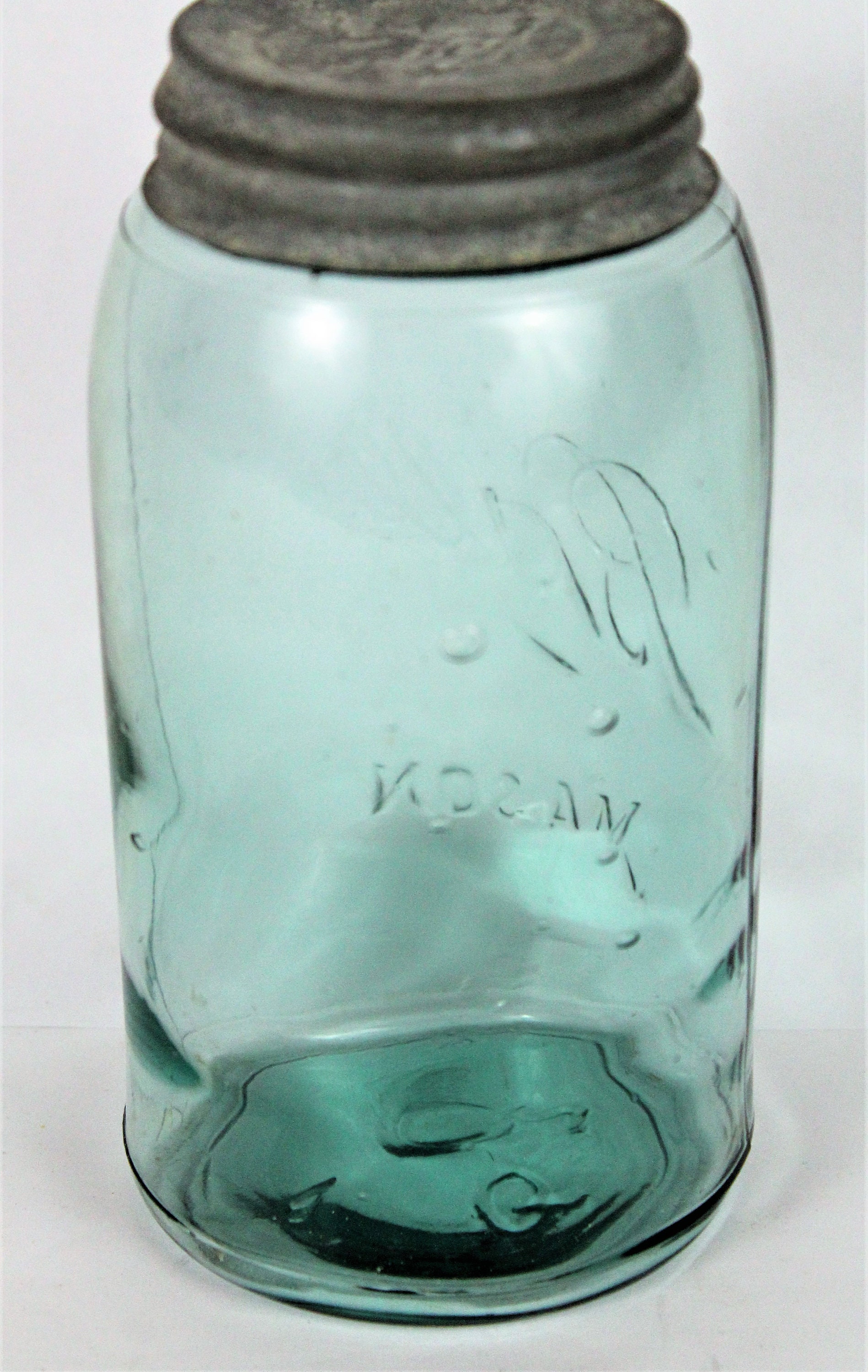 Antique Fruit Jar / Quart Size / Ball Mason Jar / Double L Logo / Blue