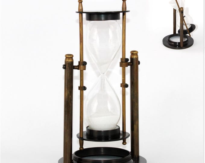 Vintage Brass Rotating Hourglass Timer