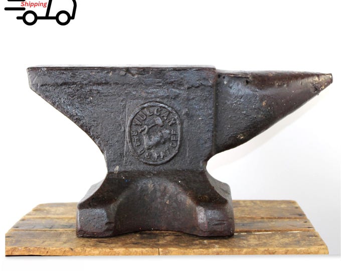 Vintage 50-pound Vulcan Blacksmith Anvil - Antique American-Made Metal Forging Tool for Farriers