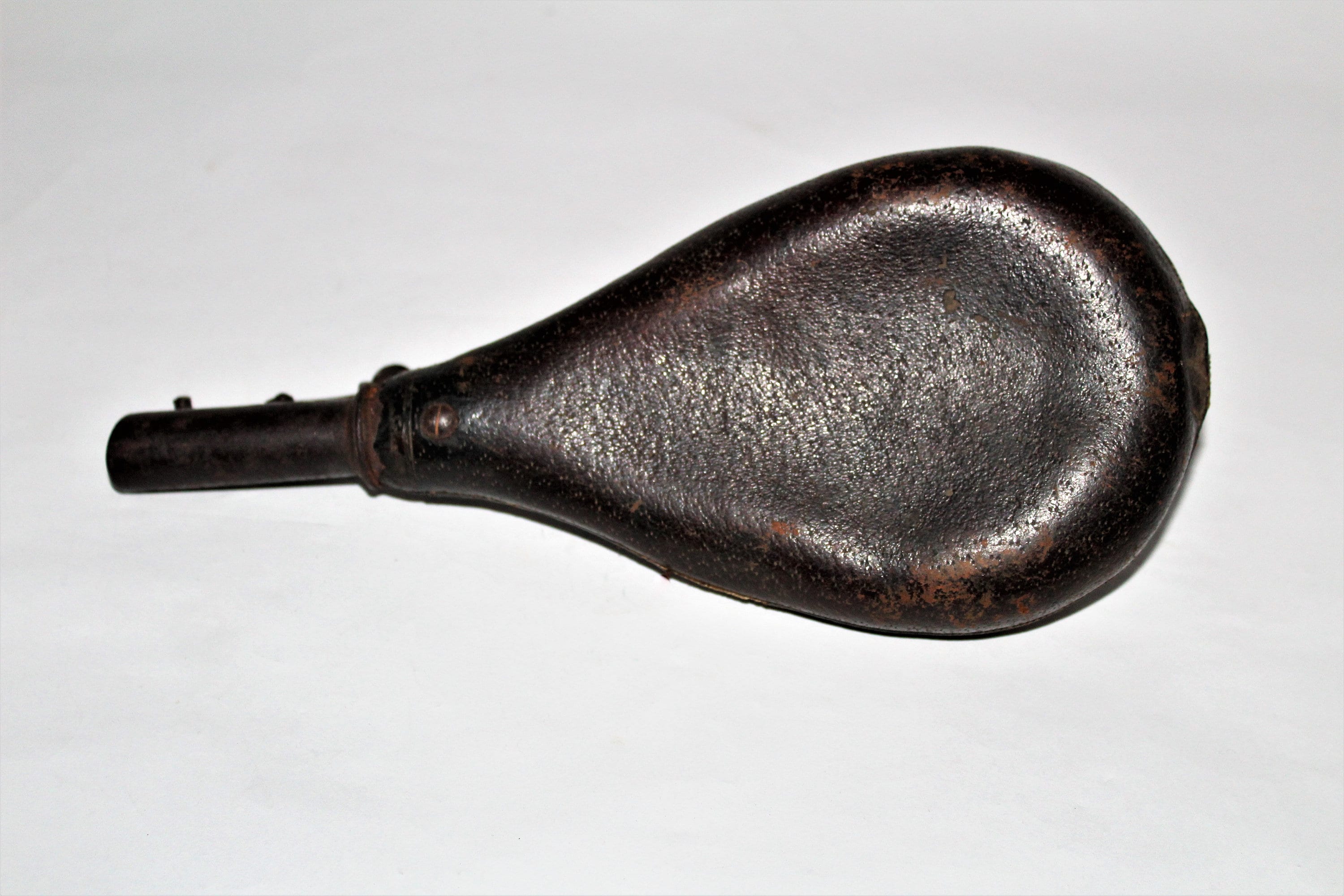 Civil War Era Black Powder Leather Flask