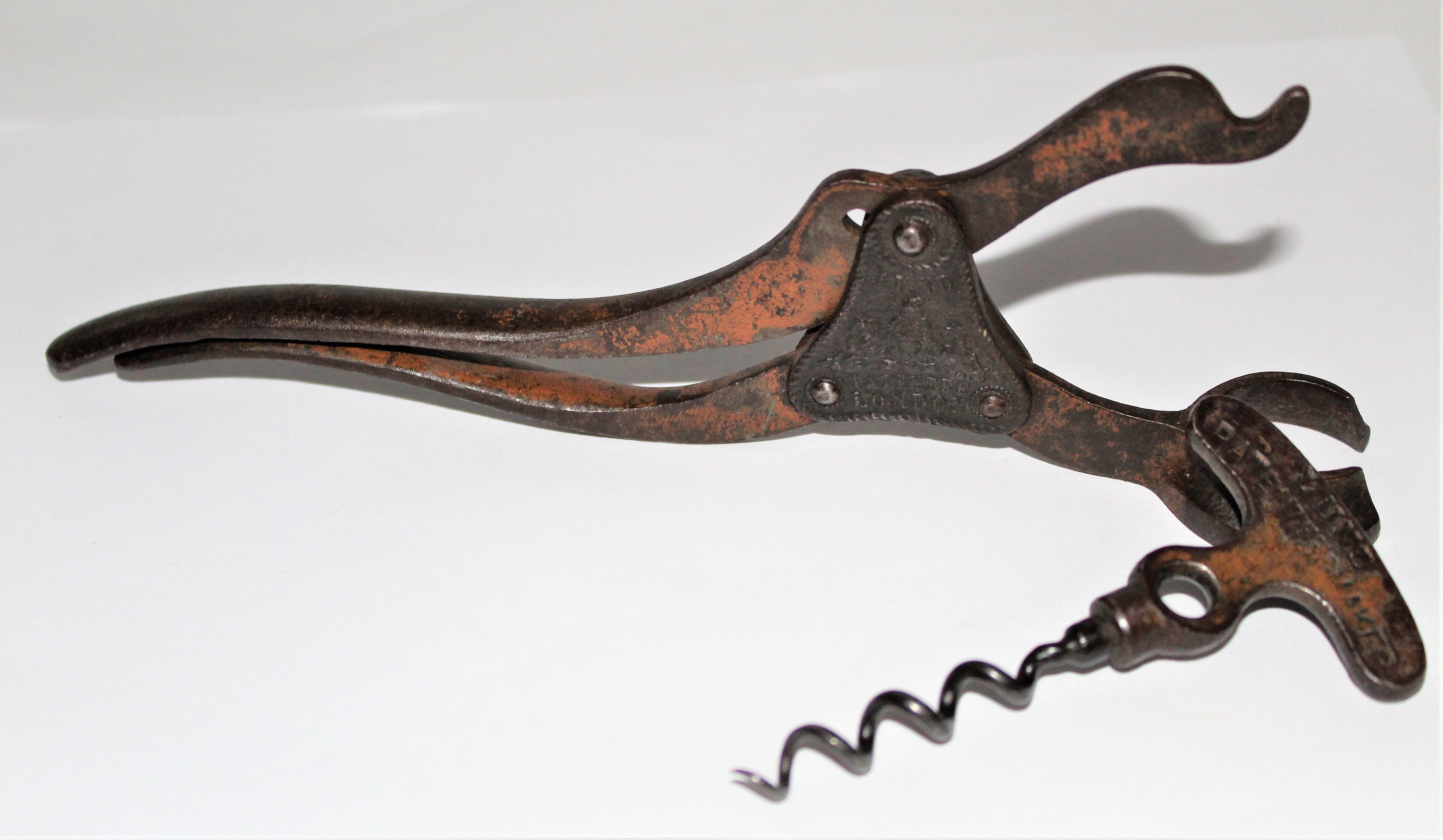 Antique Corkscrew, 1855 LUND Single Lever Corkscrew, Wine Opener