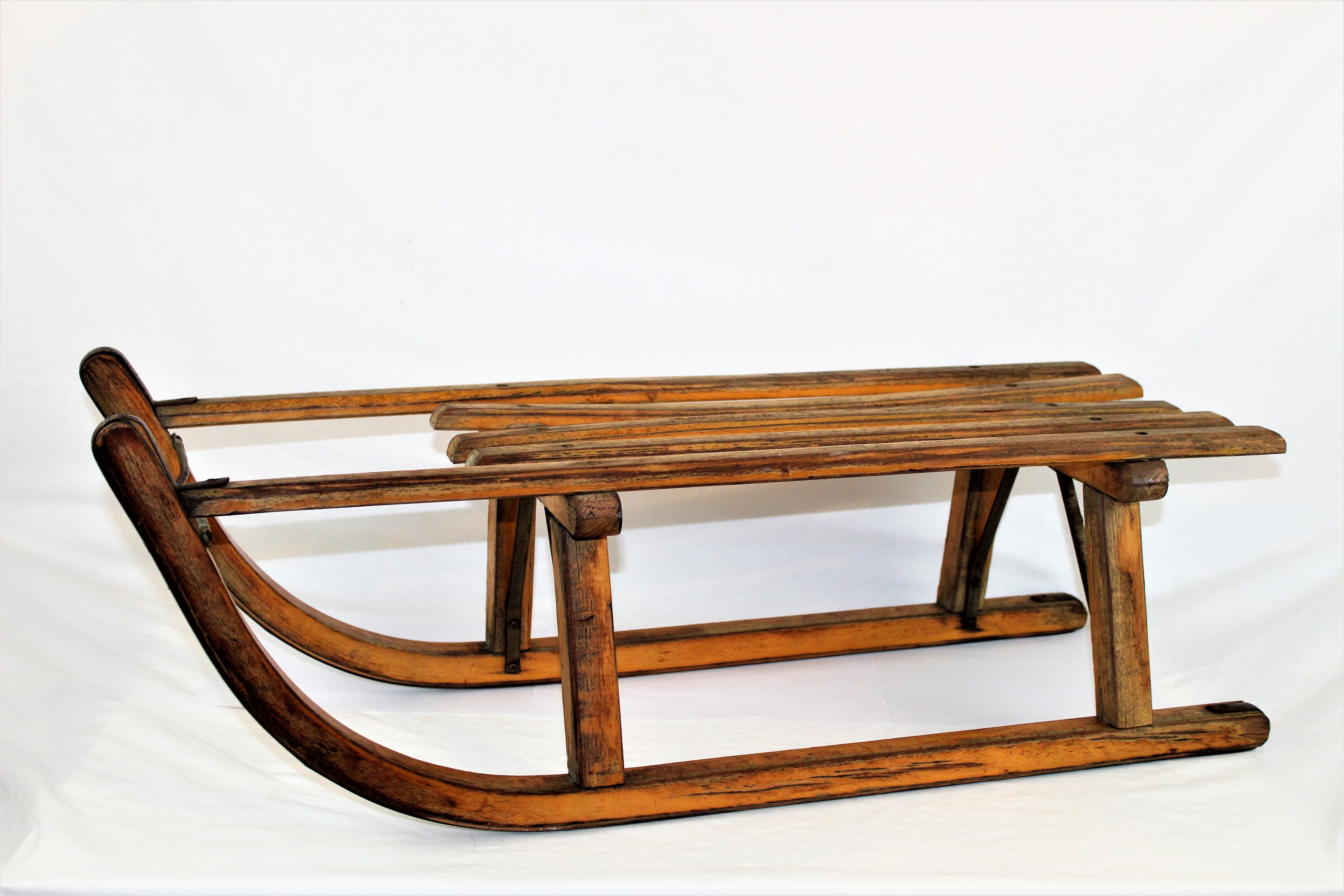Vintage Davos Sledge / Wood Snow Sled / Front Porch Decor Vintage Davos Sledge / Wood Snow Sled / Front Porch Decor