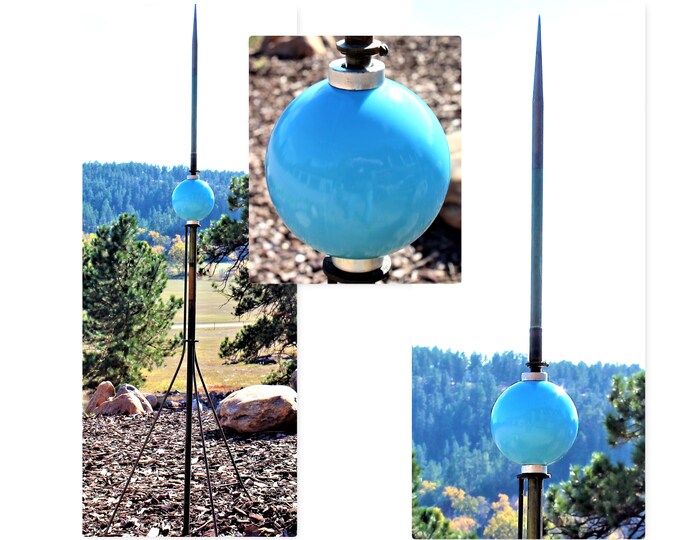 Antique Lightning Rod with Blue Glass Globe