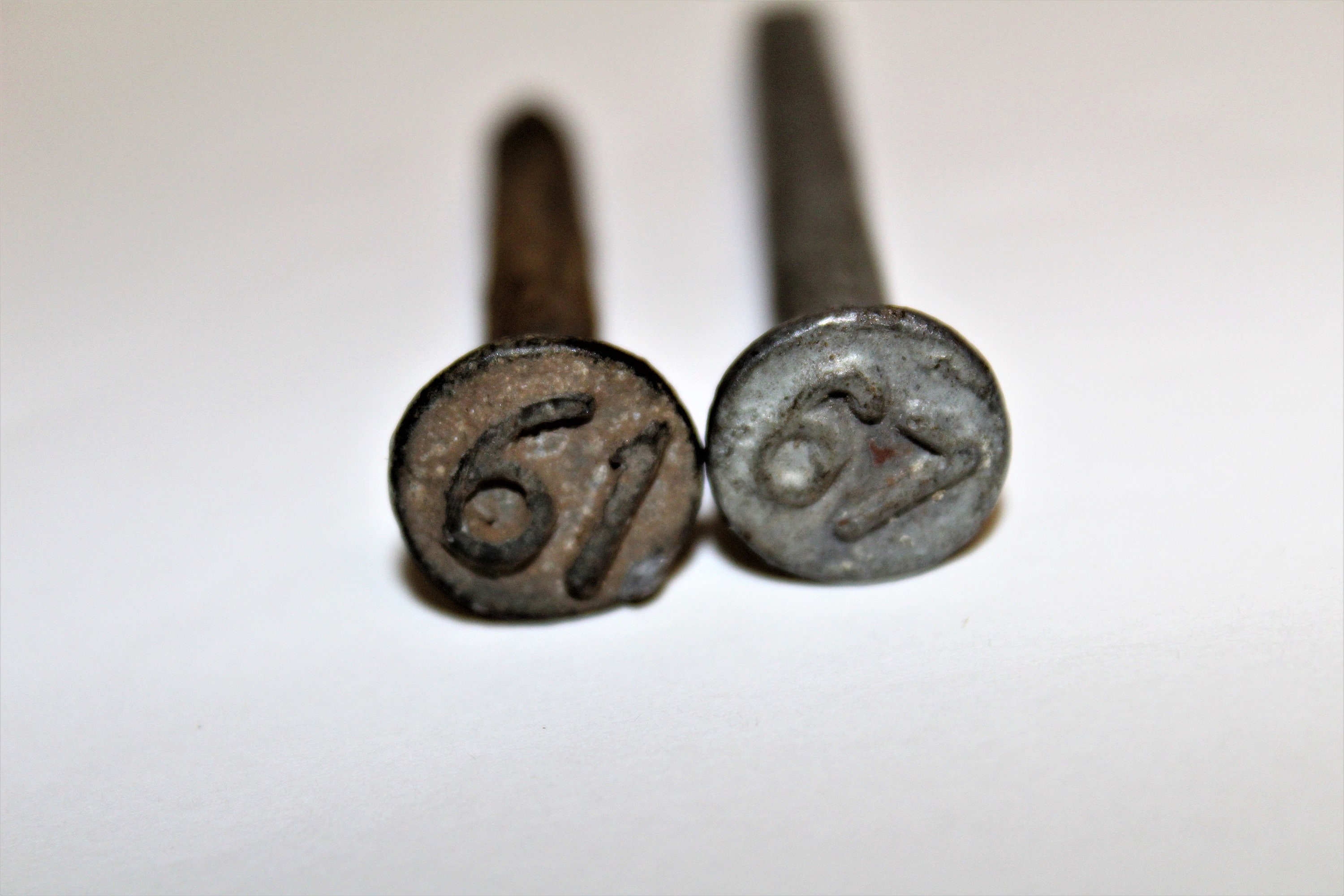Dated Railroad Nails, 1961 and 1967, Train Tracks, Railroad Memorabilia