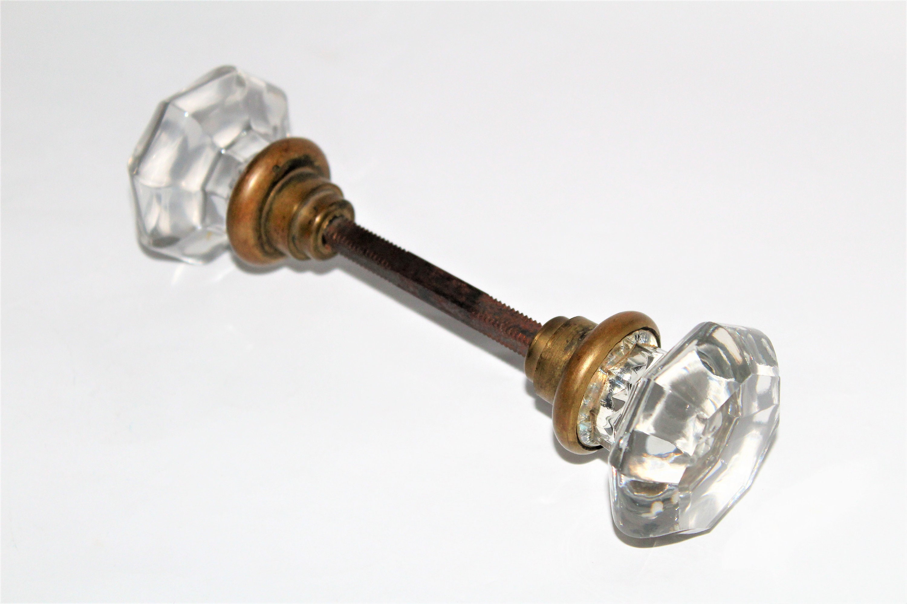 Antique Octagon Crystal Glass Door Knobs with Star Bullet Centers