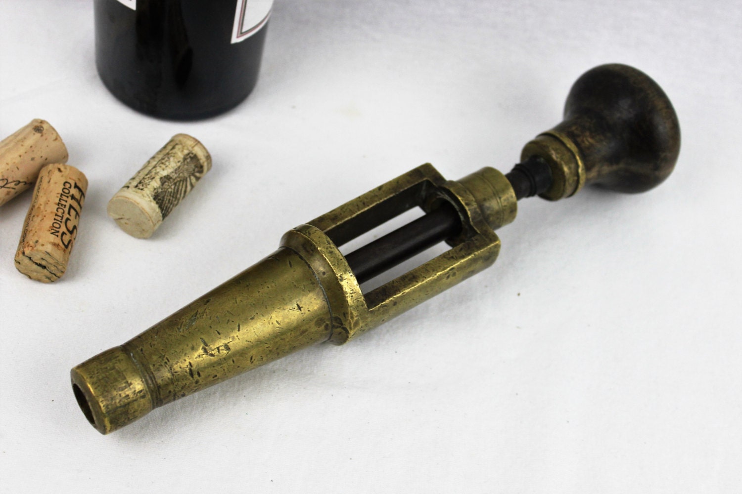Antique Brass Bottle Corker, Cork Inserter, Corker