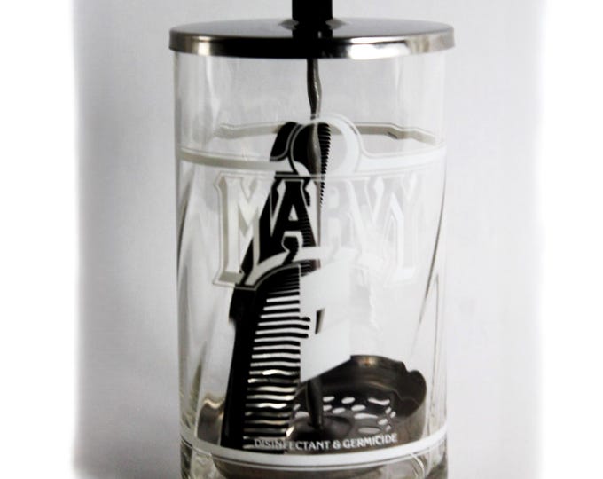 Marvy Barber Shop Glass Disinfectant & Germicide Jar No.6