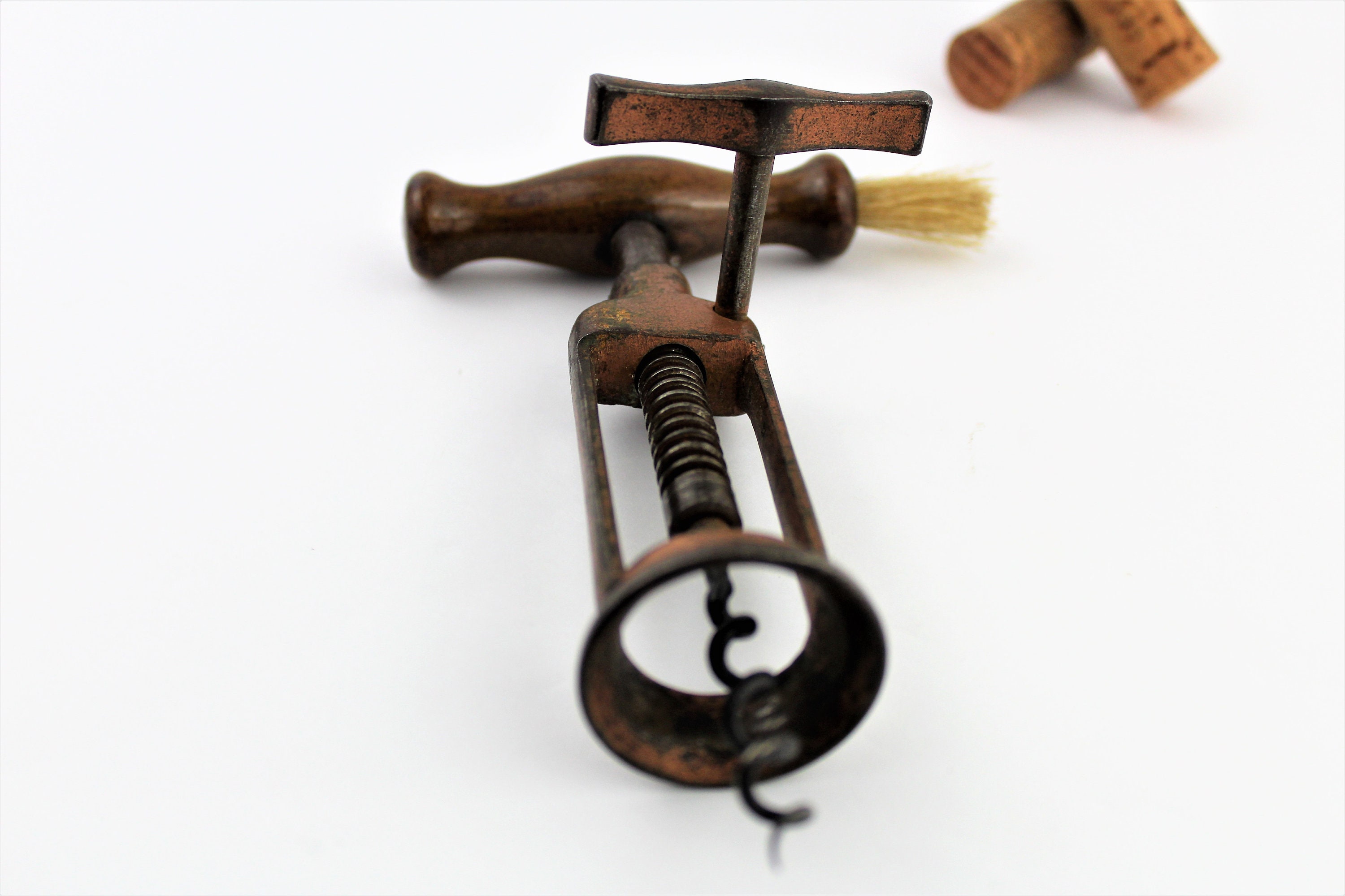 Antique Corkscrew, 1850s English Rack & Pinion design corkscrew, Wine