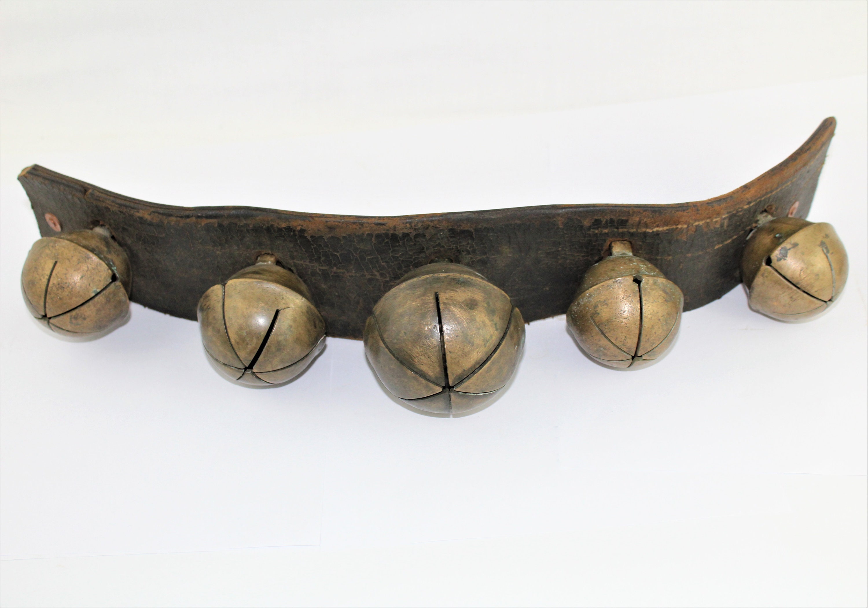 Antique set of Brass Sleigh Bells, Rump Strap Bells