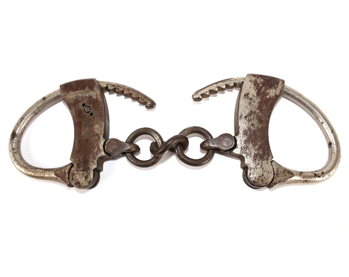Vintage Mattatuck Mfg Co. Handcuffs from Waterbury, CT - Antique Detective Collectible (No Key)