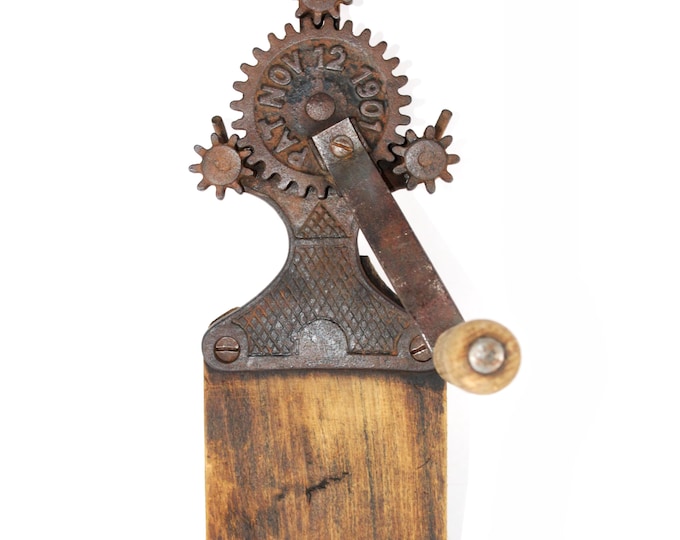 Vintage 3-Strand Rope Maker, Cast Iron: Antique Hand Crank Tool for Primitive Crafting & Ranch Use