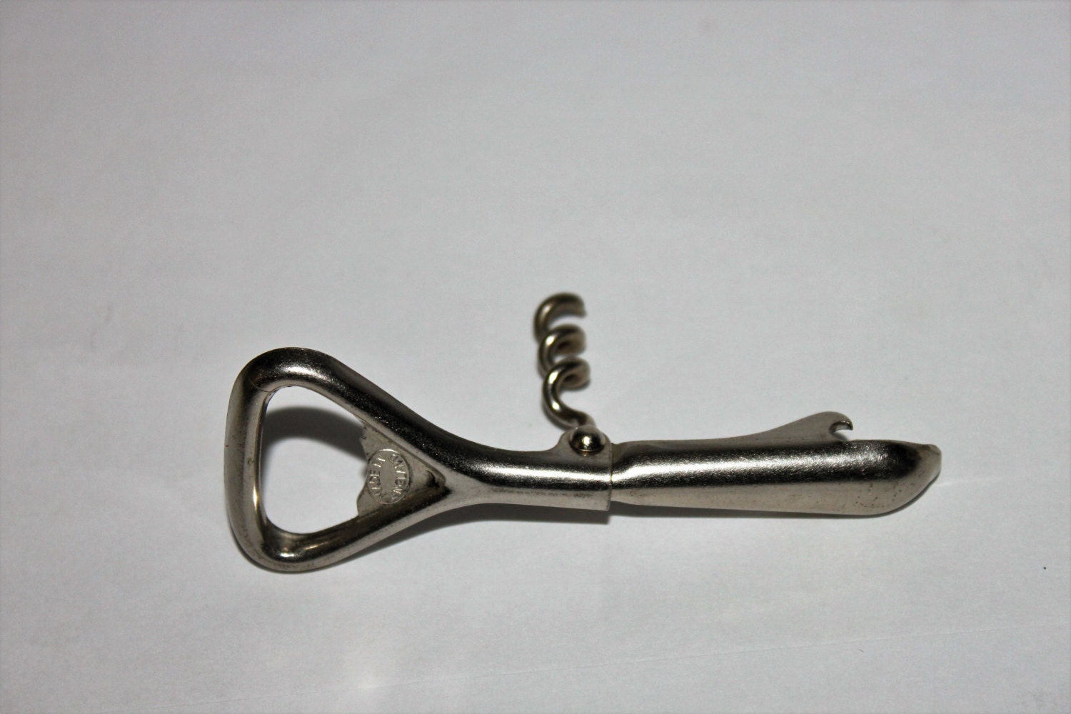 Vintage Folding English Combination Corkscrew, Bottle Opener, Can Opener