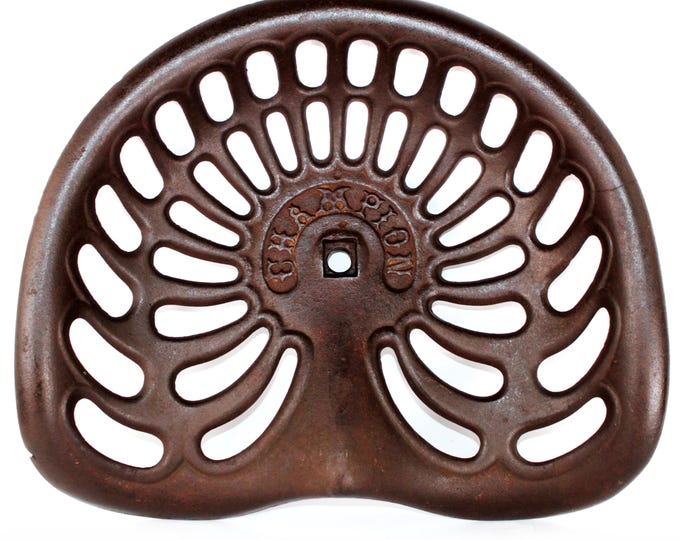 Antique 1870s Champion Horse-Drawn Harvester Cast Iron Seat, Tractor Seat