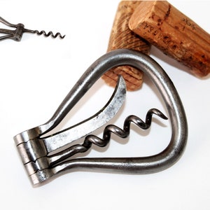Antique Folding Bow Corkscrew with Foil Cutter, Wine Bottle Opener