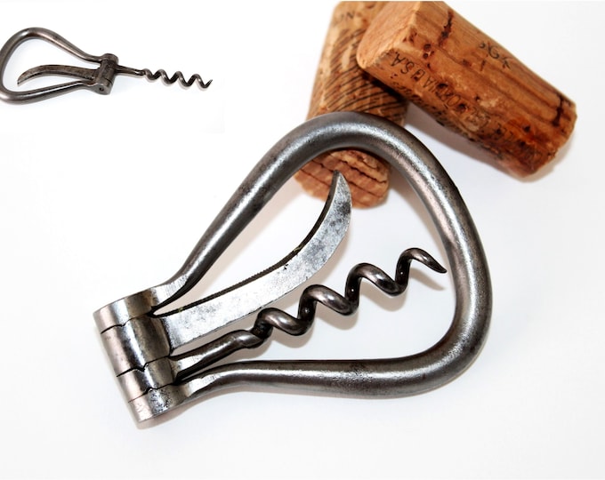 Antique Folding Bow Corkscrew with Foil Cutter, Wine Bottle Opener