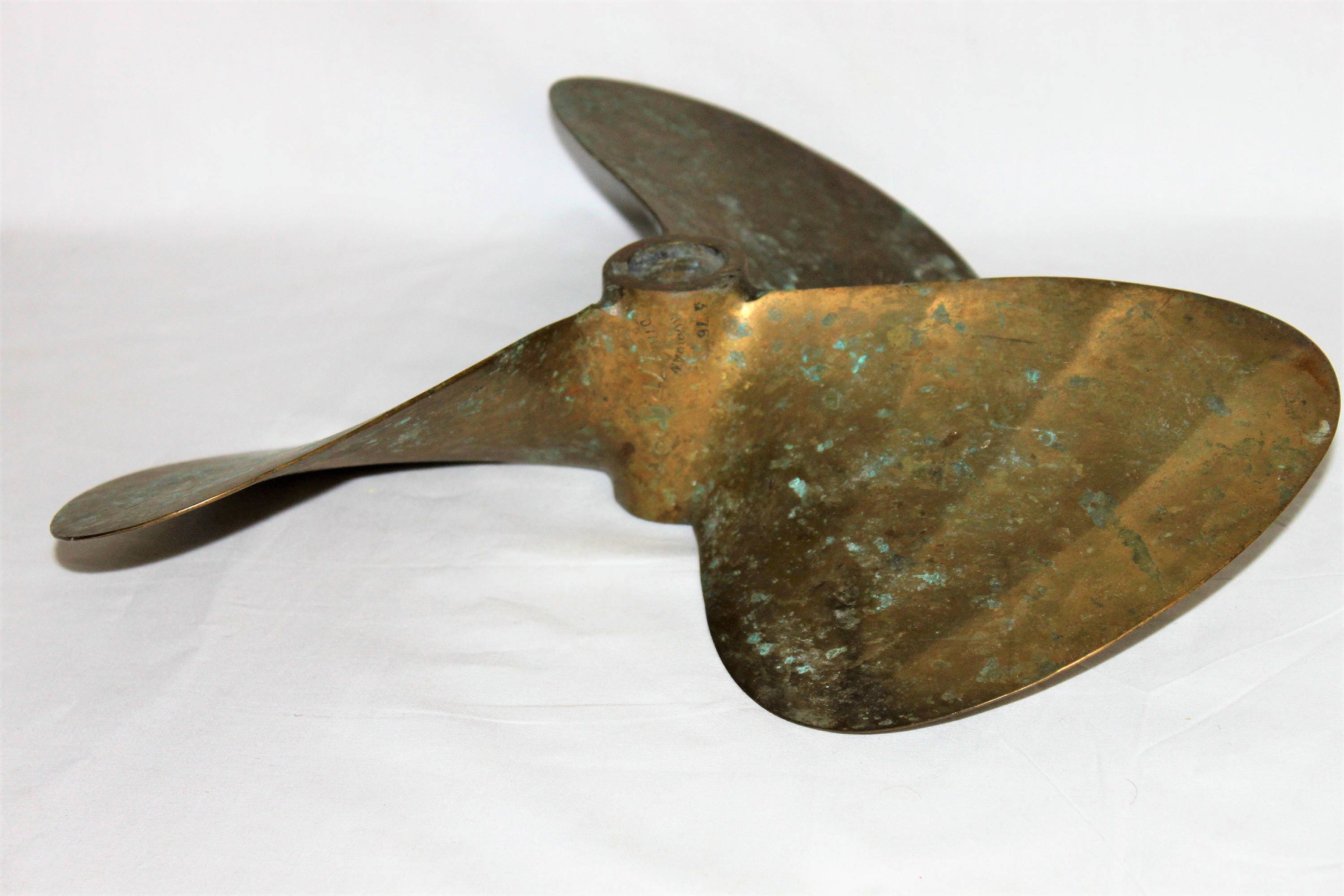 Large Vintage Michigan Dyna Three Blade Solid Brass Boat Prop 17RH18