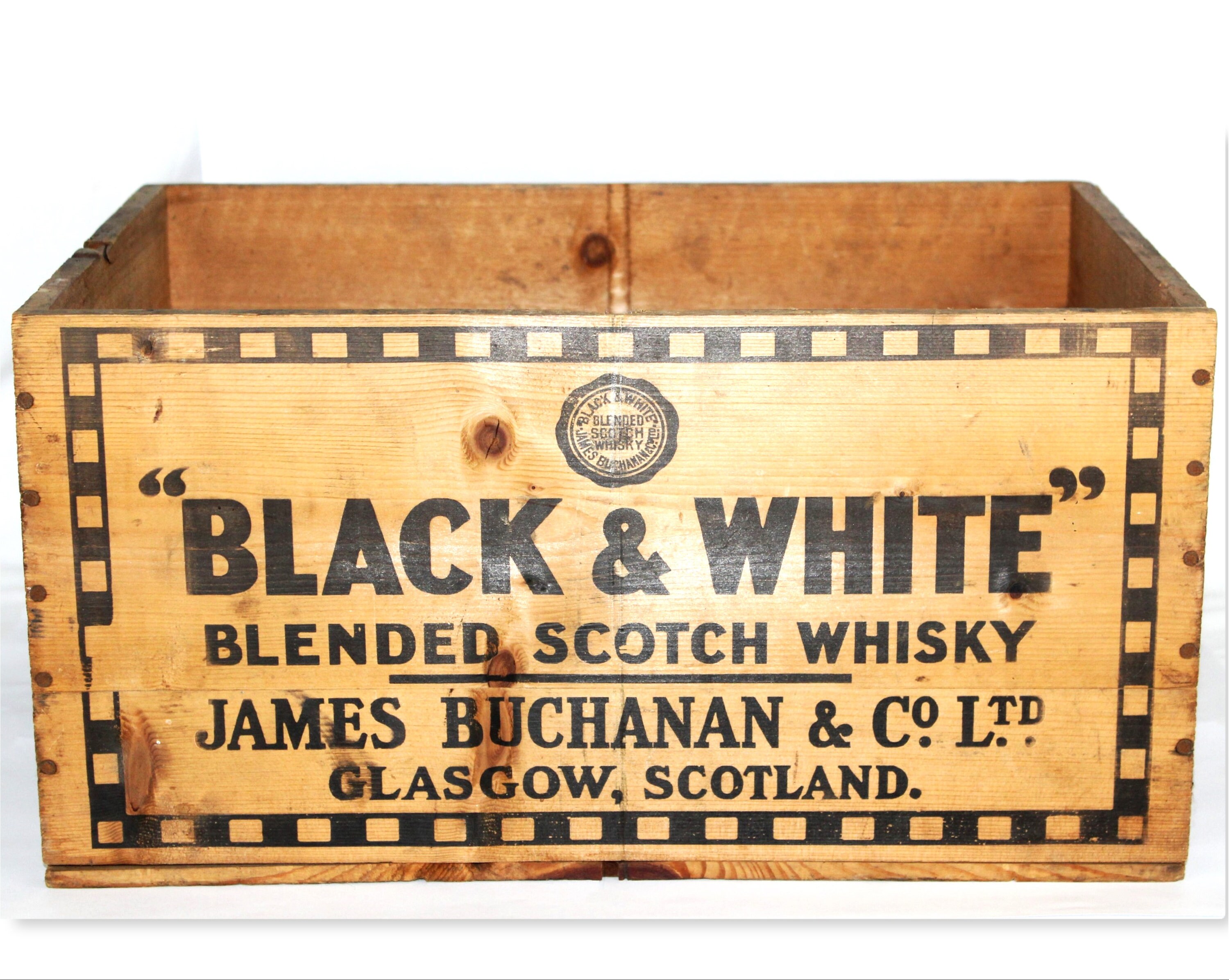 Black And White Scottish Whisky Wood Shipping Crate