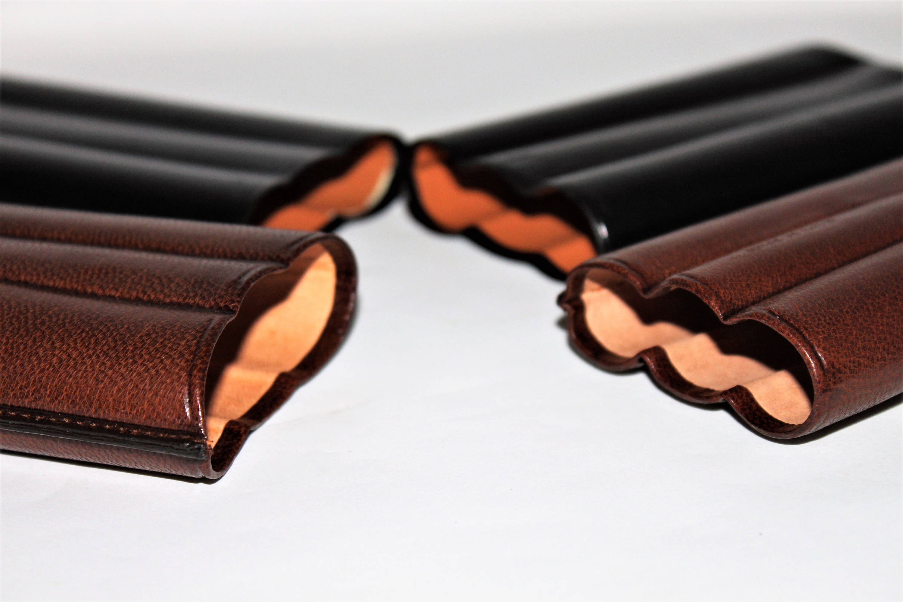 Two Vintage Handmade Leather Cigar Cases made in Spain