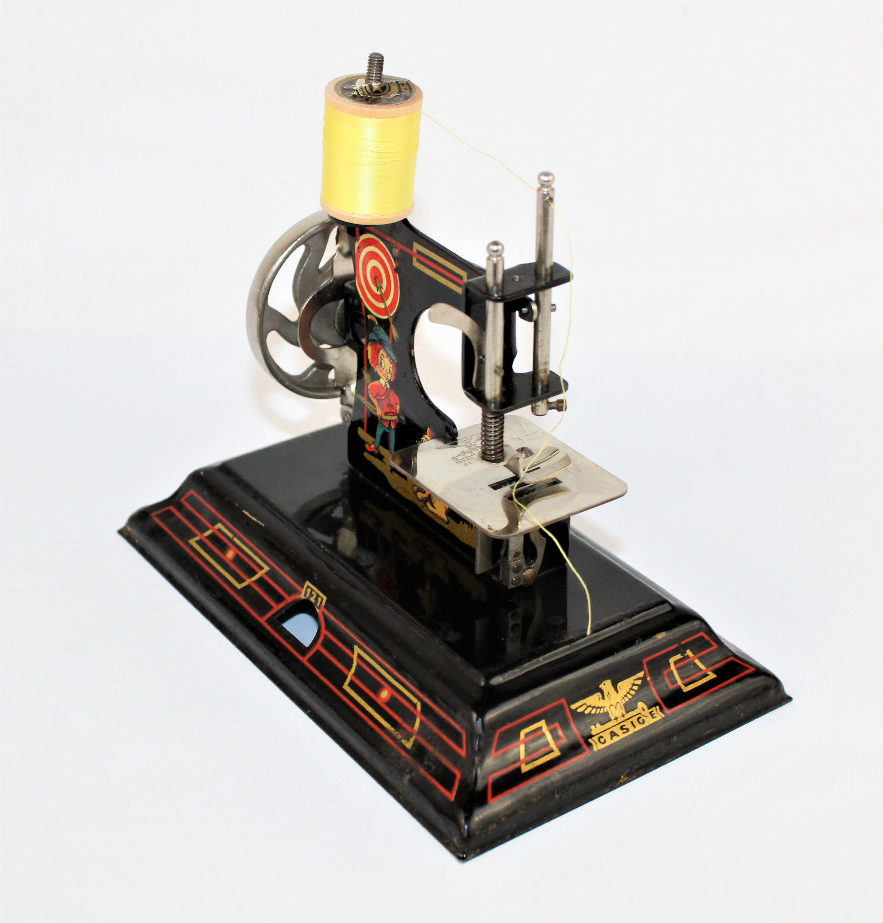 1940s German Casige Toy Sewing Machine, Casige Fairy Tale Model 121