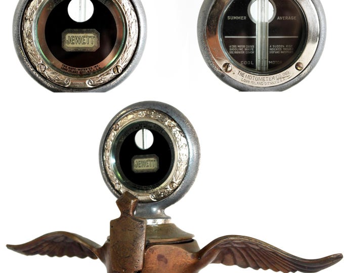 Antique Boyce Moto-Meter Temperature Gauge for Jewett Automobiles - Rare Antique Car Accessory